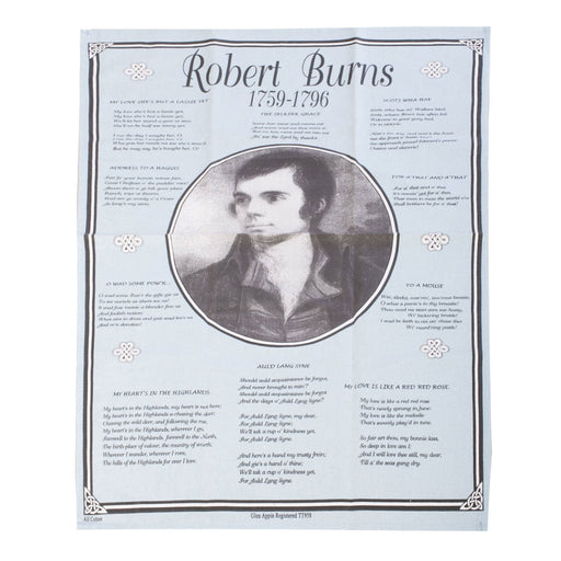 Robert Burns Lyrics - Kitchen Tea Towel - Heritage Of Scotland - NA