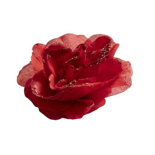 Rose On Clip With Glitter - Heritage Of Scotland - RED