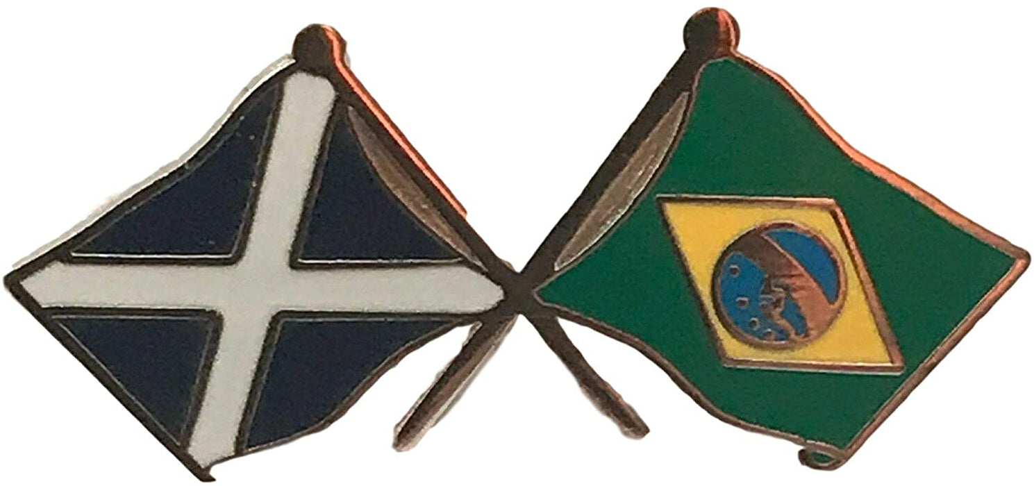 Saltire & Brazil Crossed Flags Lapel Pin - Heritage Of Scotland - NA