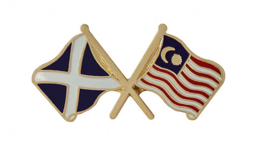 Saltire & Malaysia Crossed Flags Lapel Pin - Heritage Of Scotland - NA