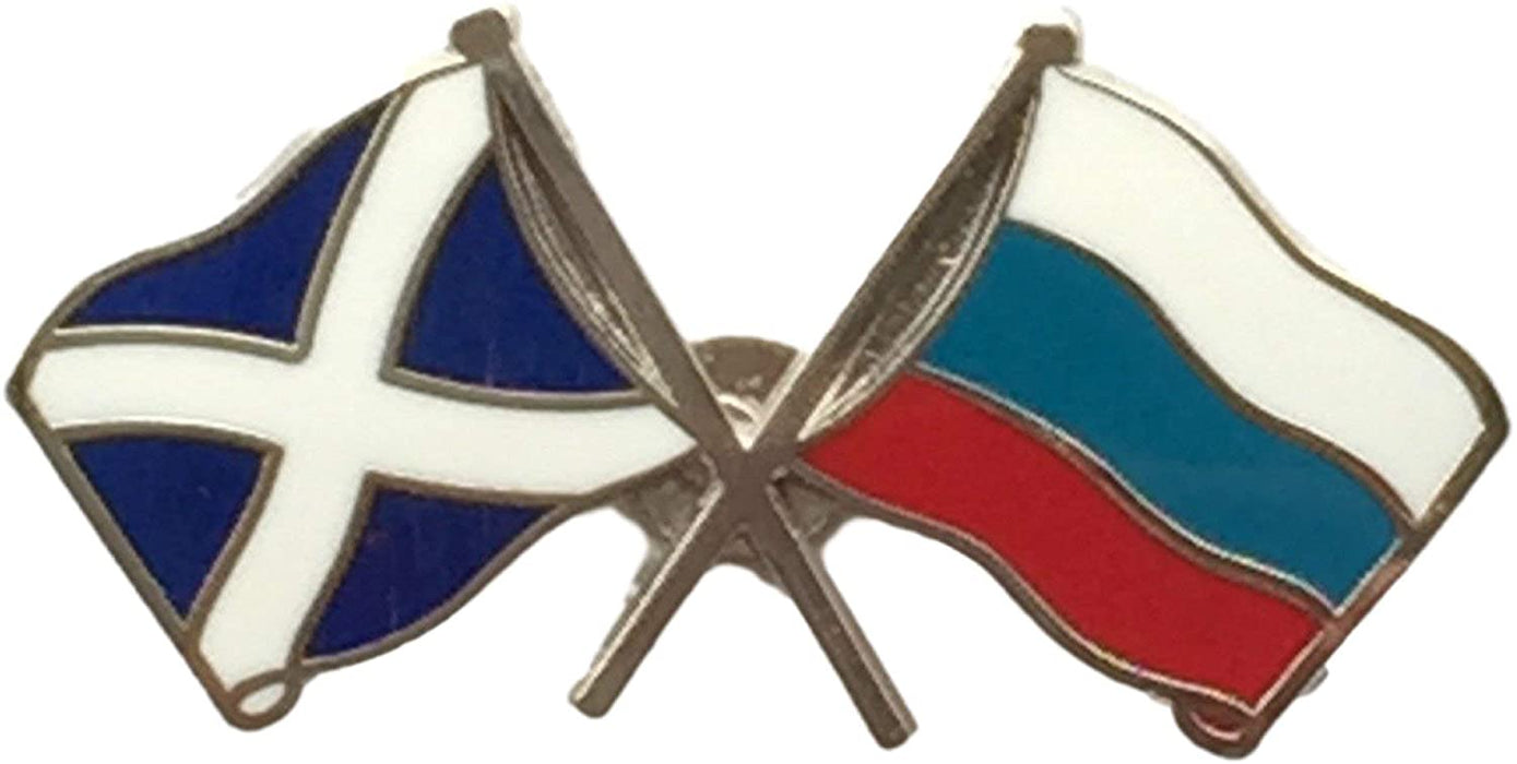 Saltire & Russia Crossed Flags Lapel Pin - Heritage Of Scotland - NA
