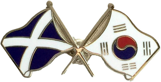Saltire & South Korea Crossed Flags Lapel Pin - Heritage Of Scotland - NA