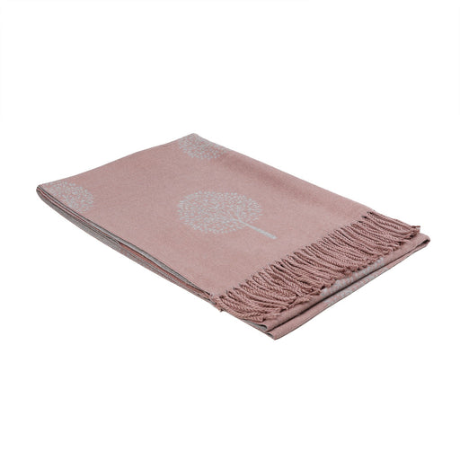 Scarf With Tassels Tree Of Life Dusky Pink - Heritage Of Scotland - DUSKY PINK