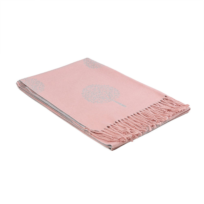Scarf With Tassels Tree Of Life Light Pink - Heritage Of Scotland - LIGHT PINK