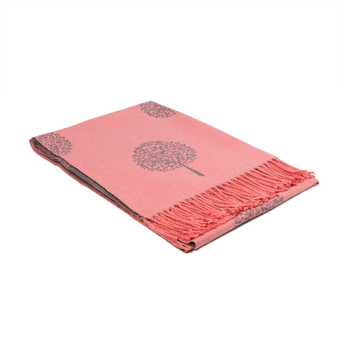Scarf With Tassels Tree Of Life Pink - Heritage Of Scotland - PINK