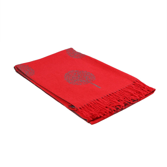 Scarf With Tassels Tree Of Life Red - Heritage Of Scotland - RED