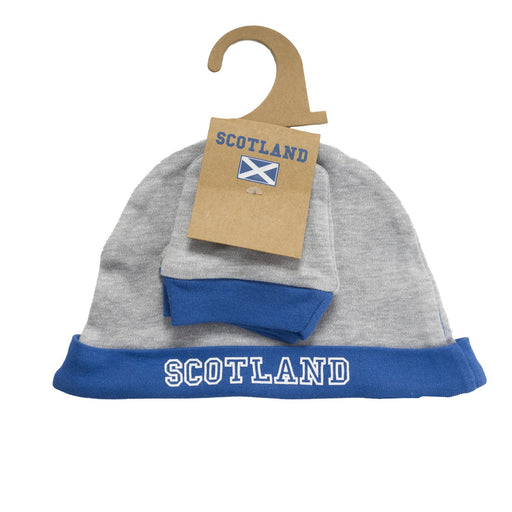 Scotland Baby Mitten + Cap - Heritage Of Scotland - GREY MARL/BLUE
