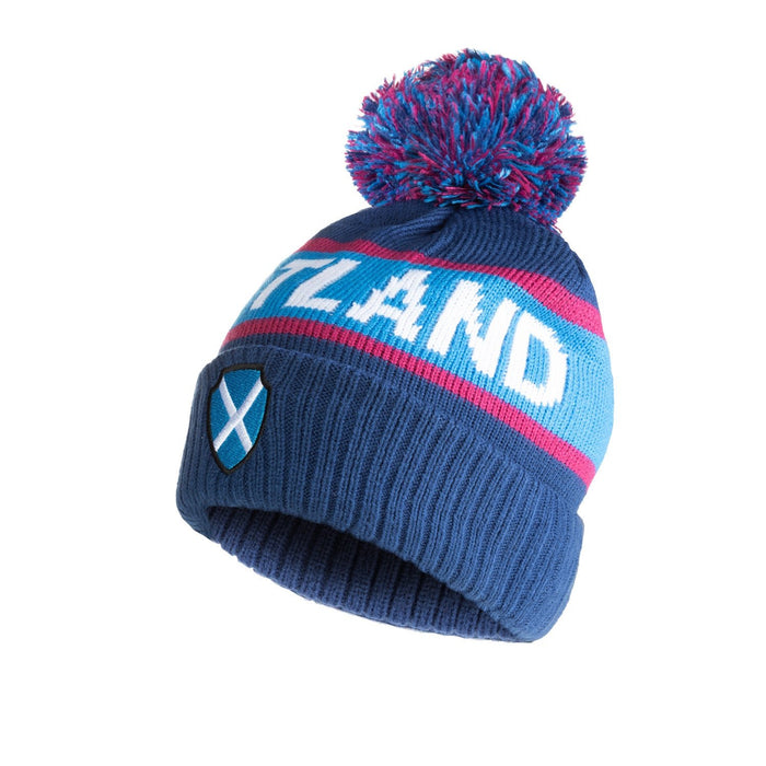 Scotland Shield Bobble Hat - Heritage Of Scotland - NAVY/PURPLE