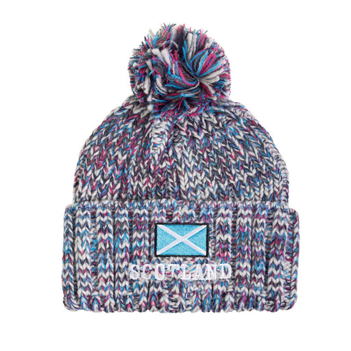 Scotland Sparkle Bobble Hat Saltire Logo - Heritage Of Scotland - NAVY/PURPLE/SKY BLUE