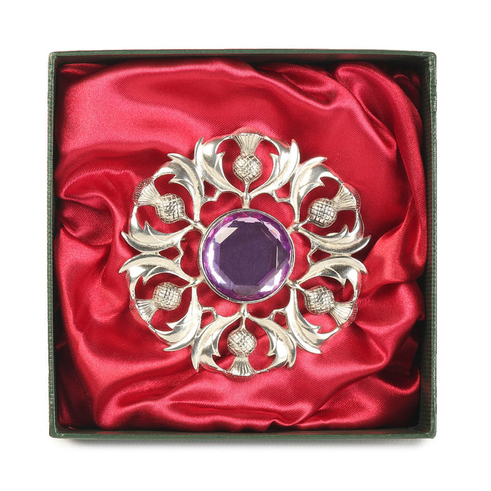 Scottish Thistle Plaid Brooch Light Amethyst - Heritage Of Scotland - LIGHT AMETHYST