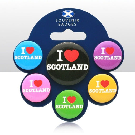 Set Of 6 I Love Scotland Pin Badges - Heritage Of Scotland - NA