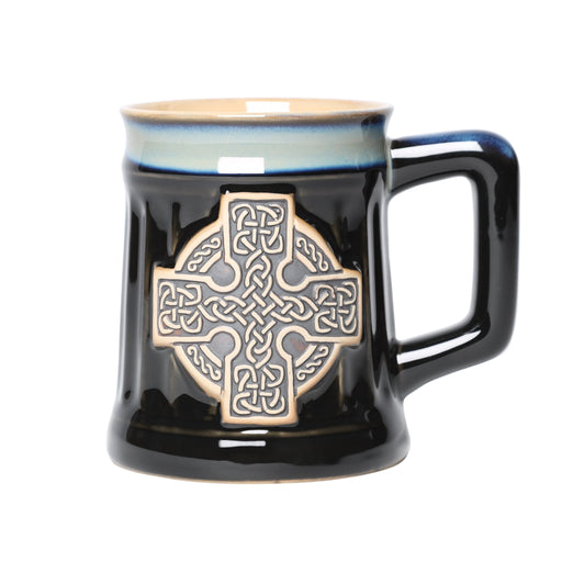 Stoneware Mug With Celtic Cross Black - Heritage Of Scotland - BLACK