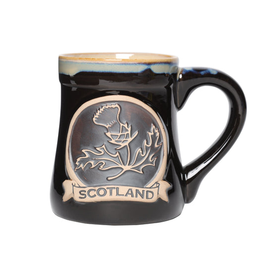 Stoneware Mug With Thistle Black - Heritage Of Scotland - BLACK