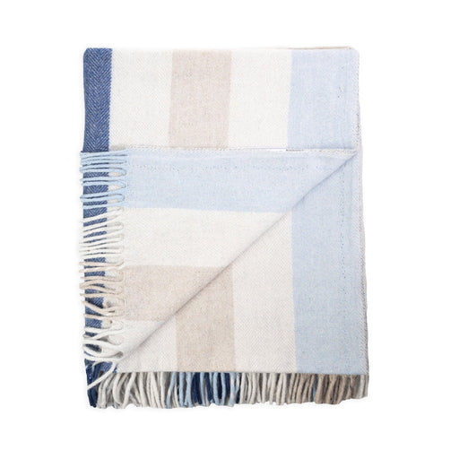 Stripe Herringbone Blanket Light Blue - Heritage Of Scotland - LIGHT BLUE