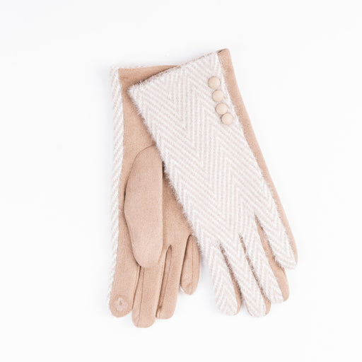 Super Soft Herringbone Button Glove - Heritage Of Scotland - SILVER