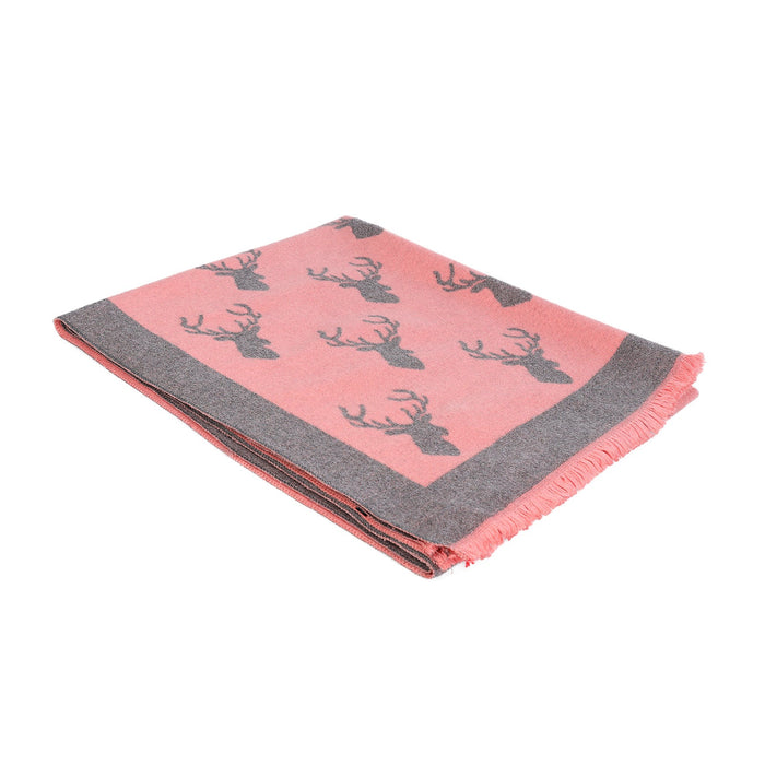 Super Soft Stag Scarf Pink - Heritage Of Scotland - PINK