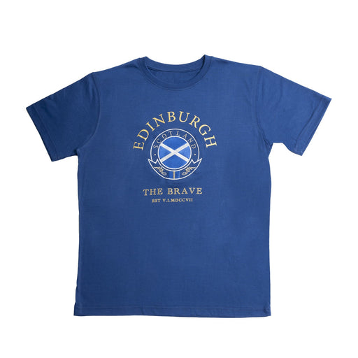 T-Shirt Gold Circle Edin/Scot/Flag/Brave - Heritage Of Scotland - ROYAL BLUE