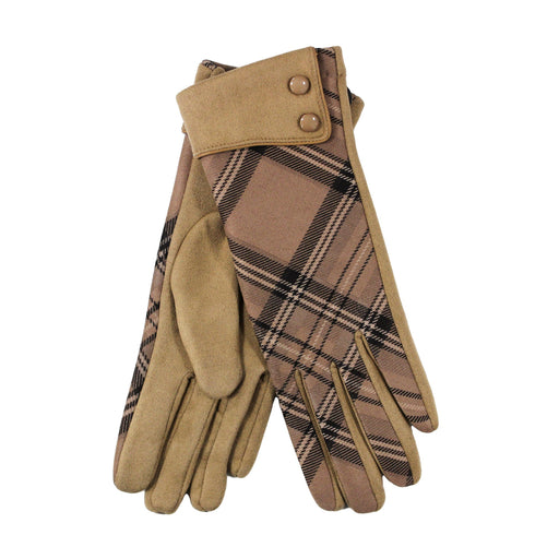 Tartan Moleskin Button Cuff Glove - Heritage Of Scotland - PETROL TARTAN