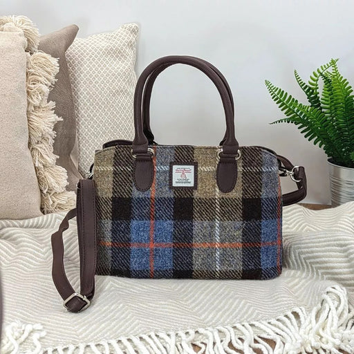 Top Handle Bag Blue/Brown Check - Heritage Of Scotland - BLUE/BROWN CHECK