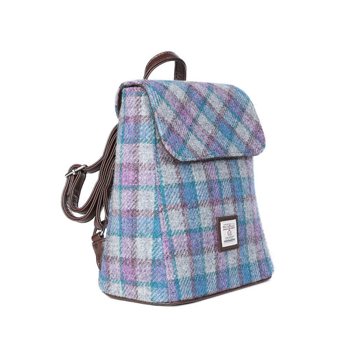 Tummel Backpack Blue/Purple Check On Grey - Heritage Of Scotland - BLUE/PURPLE CHECK ON GREY
