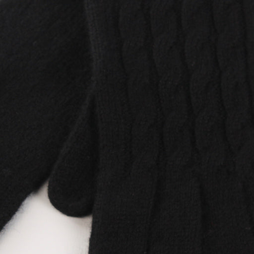 Women's 100% Cashmere Cable Gloves Black - Heritage Of Scotland - BLACK