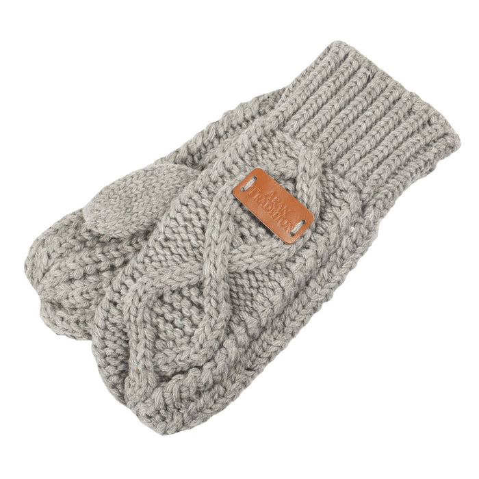 Women's Aran Traditions Cable Mitts Silver - Heritage Of Scotland - SILVER