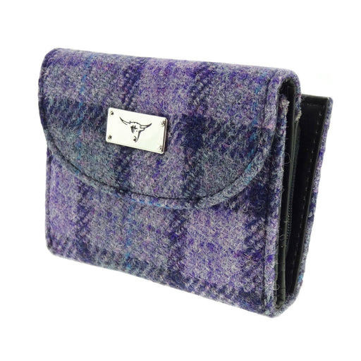 Women's Harris Tweed Jura Zip Purse Bold Purple Check - Heritage Of Scotland - BOLD PURPLE CHECK