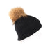 Women's Rib Cashmere Pom Pom Hat Black - Heritage Of Scotland - BLACK