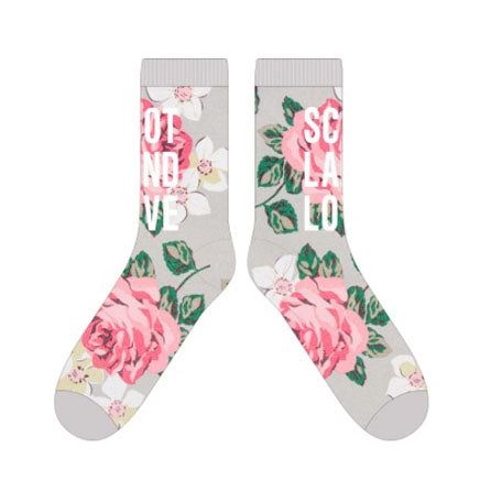 Womens Socks Floral - Heritage Of Scotland - WHITE/PINK