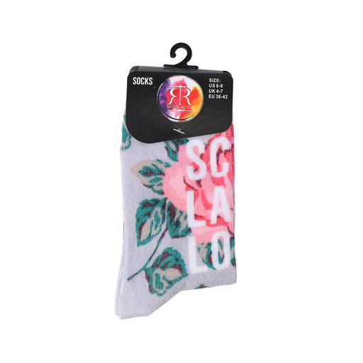 Womens Socks Floral - Heritage Of Scotland - WHITE/PINK