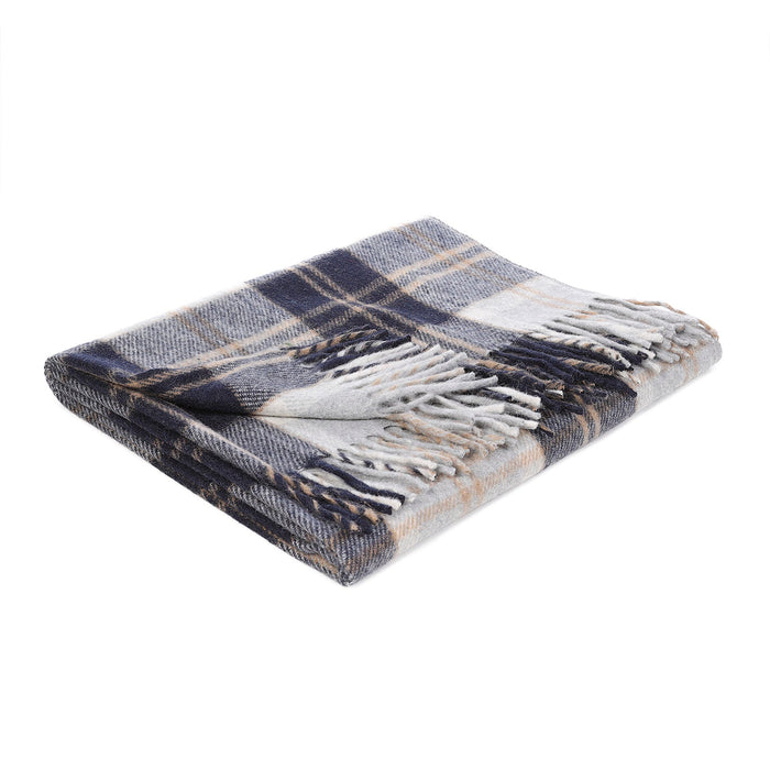 Wool Blend Tartan Knee Blanket Bannockbane Silver - Heritage Of Scotland - BANNOCKBANE SILVER