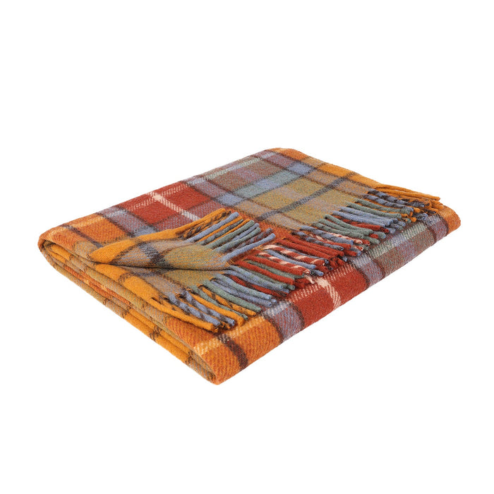 Wool Blend Tartan Knee Blanket Buchanan Blue - Heritage Of Scotland - FRASER HUNTING WEATHERED
